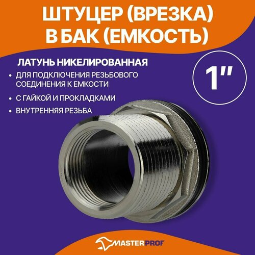 Штуцер (врезка) в бак (емкость) с прокладкой 1, латунь