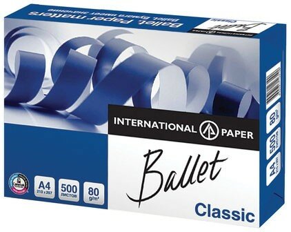 Бумага офисная А4, класс "B", BALLET CLASSIC, 80 г/м2, 500 л, ColorLok, International Paper — фото 4