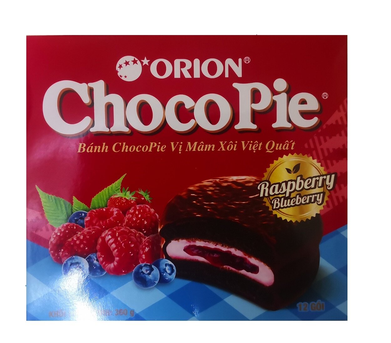 Орион Чоко Пай, Малина и Черника/Orion Choco Pie Raspberry&Blueberry, 360гр (Вьетнам)