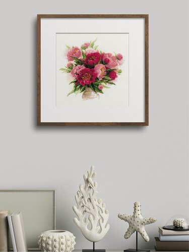 Изображение товара Набор для вышивания крестом Риолис, вышивка крестиком "Пионы в вазе", 40х40 см