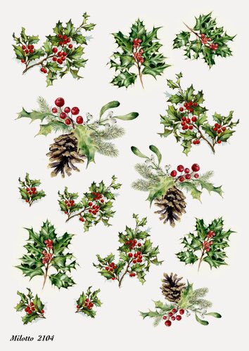 Изображение товара Декупажная карта А4 рисовая бумага новогодняя веточка 2104