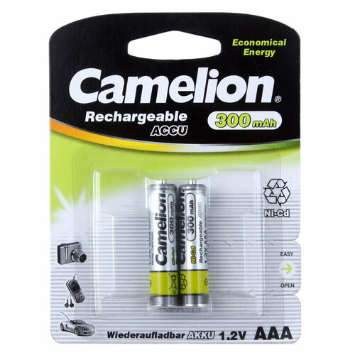 Батарейка AAA HR03 1.2V аккумулятор Ni-MH 300mAh блистер (2шт.) CAMELION аккумуляторная батарейка gopower hr03 aaa 600mah 2шт