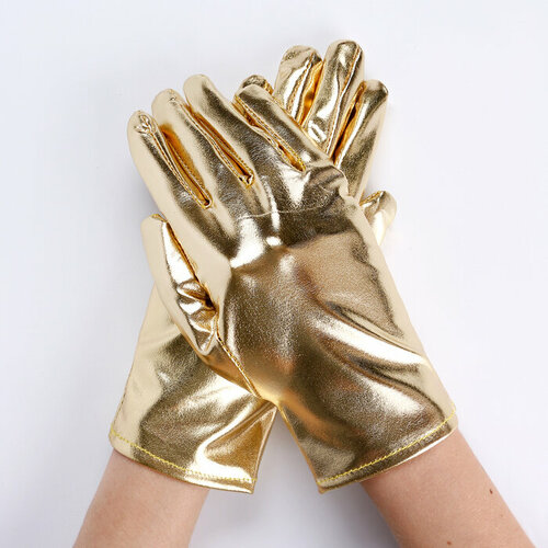 Карнавальнеый аксессуар- перчатки , цвет золото , искусственная кожа, 