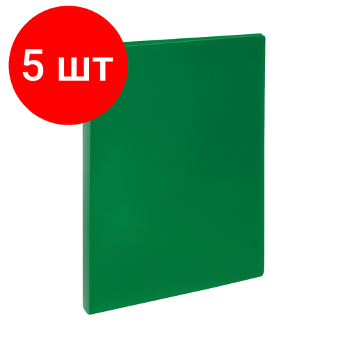 Комплект 5 шт, Папка на 2 кольцах СТАММ А4, 25мм, 500мкм, пластик, зеленая папка на 4 кольцах officespace а4 25мм 500мкм пластик зеленая