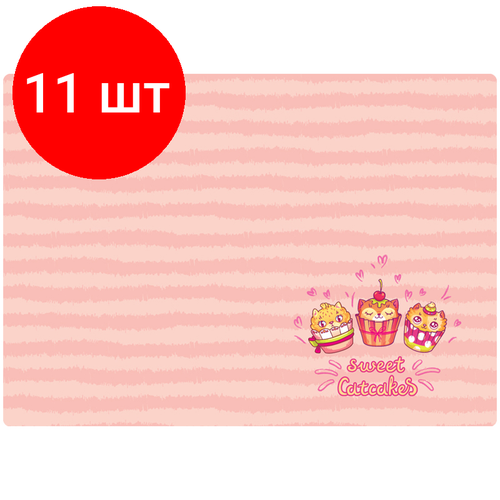 Комплект 11 шт, Клеенка для уроков труда ArtSpace Catcakes, 50*70см, ПВХ