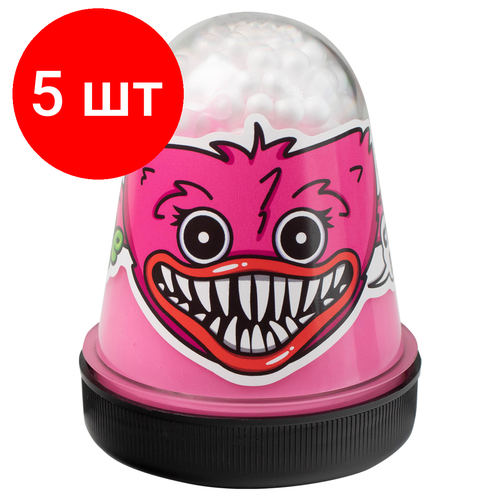Комплект 5 шт, Слайм Slime, розовый с шариками, 130г слайм тайм надувной слайм три кота с фигуркой 140г с цветными шариками
