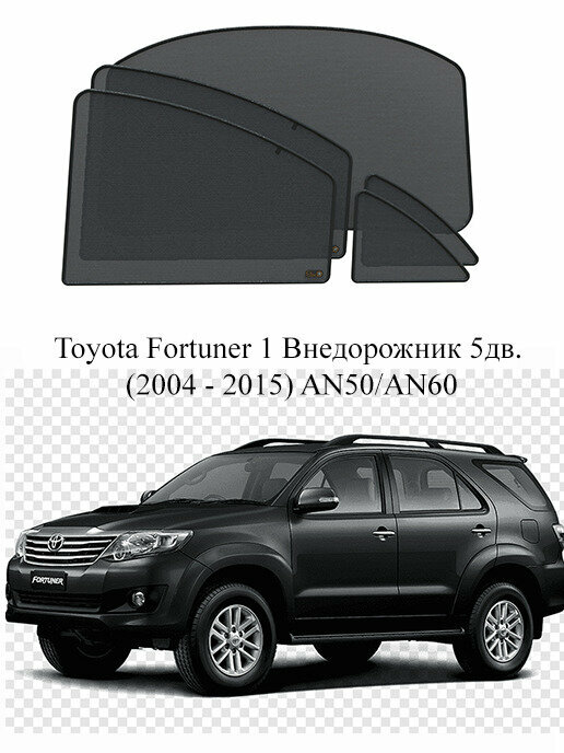 Каркасные автошторки на заднюю полусферу Toyota Fortuner 1 Внедорожник 5дв. (2004 - 2015) AN50 AN60