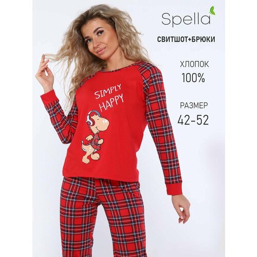 Пижама Spella, размер 44, белый, красный