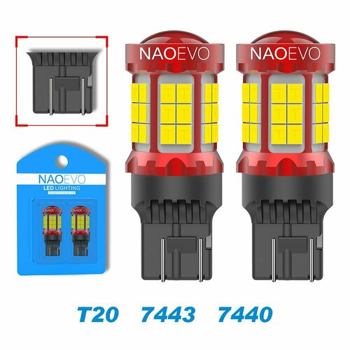 Светодиодная лампа NAO N39 T20 7440 W21W цоколь W3x16d 2шт 6Вт на лампу одноконтактная красный свет LED автомобильная