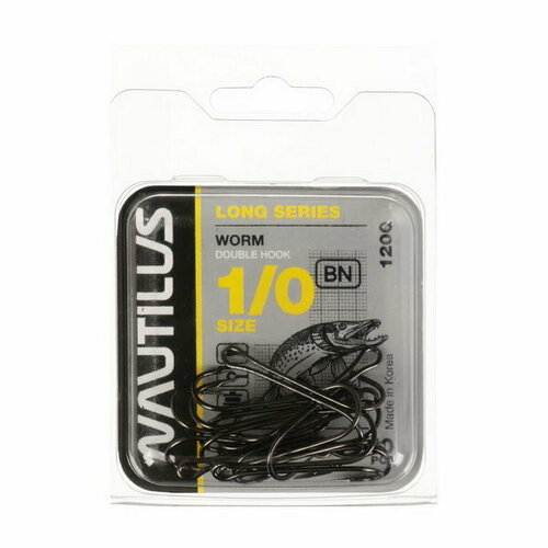 фото Крючок двойной double long series worm 1200, № 1/0, 10 шт. nautilus