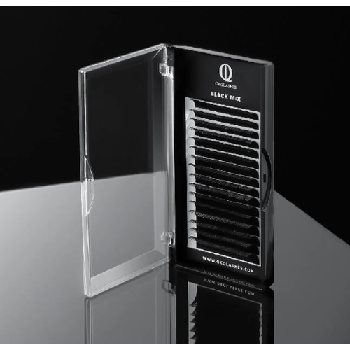 Ресницы черные OkoLashes, mix C+ 0.07, 8-14mm, 16 линий