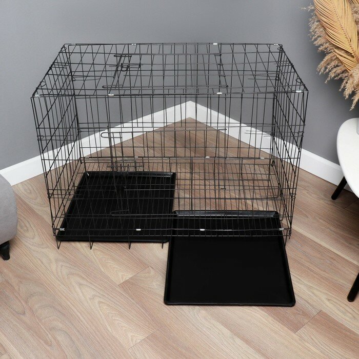 Пижон Клетка с люком для собак и кошек, 100 х 60 х 70 см, чёрная - фотография № 10