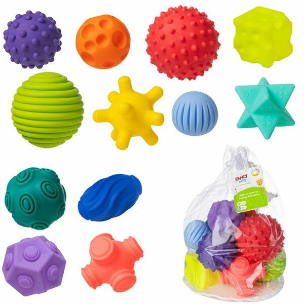 Игрушки для ванной Fancy "Мега Тактилики", сенсорные мячики, 12 шт (TIH4)