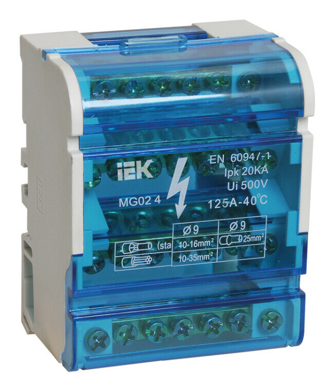 фото Шина "N"нулевая на DIN-рейку в корпусе 4х7 групп ИЭК