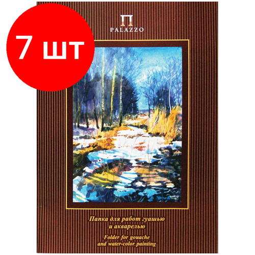 Комплект 7 шт, Папка для работ гуашью и акварелью, 20л, А3 Лилия Холдинг Весенний лес, 160г/м2 папка для акварели лилия холдинг маленькому художнику a3 20 листов пмх а3