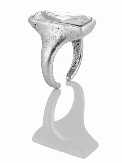 Кольцо Lattrice di base, кристаллы Swarovski, размер 18, серебряный