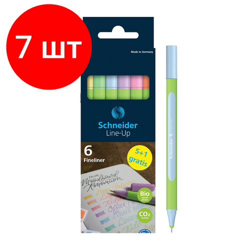 набор капиллярных ручек schneider line up pastel 06цв 0 4мм картон упаковка подвес 9497016 Комплект 7 шт, Набор капиллярных ручек Schneider Line-Up Pastel 06цв, 0.4мм, картон. упаковка, европодвес