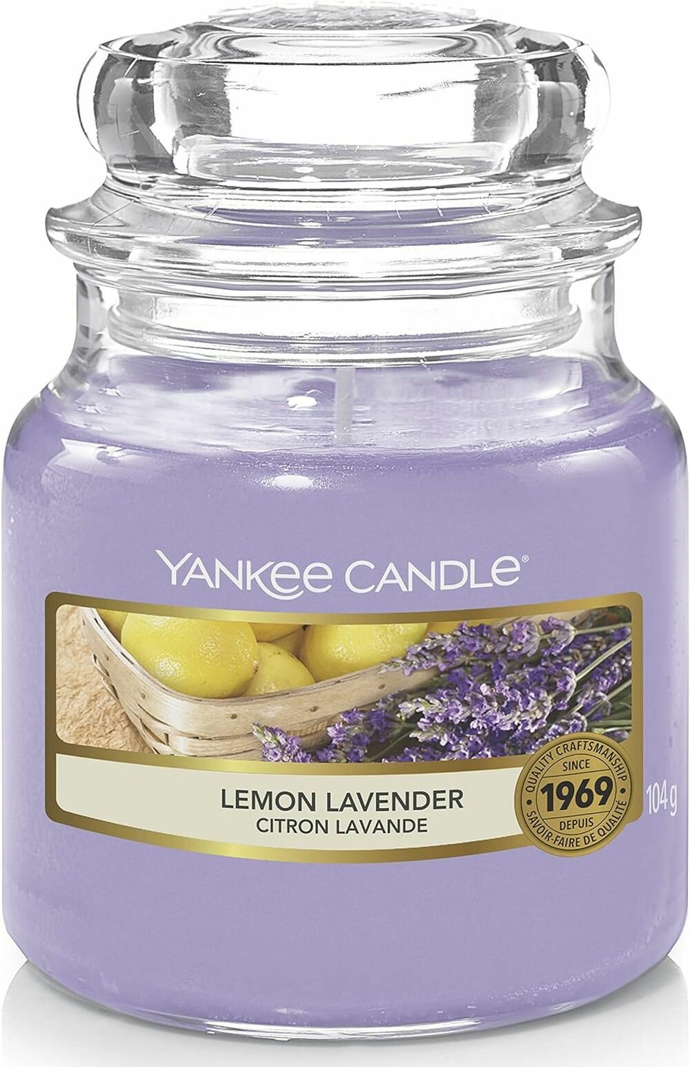 Свеча маленькая в стеклянной банке Лимон и лаванда Lemon Lavender 104гр / 25-45 часов