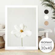 Постер 30х40 без рамки "Белый цветочек" для интерьера