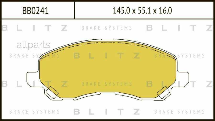 BLITZ BB0241 колодки тормозные дисковые передние MITSUBISHI ASX, LANCER, OUTLANDER 03-