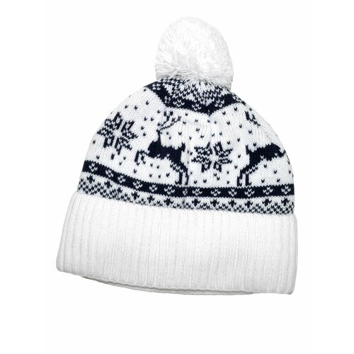 Шапка , размер 56-59, белый шапка шалуны демисезон зима с помпоном подкладка вязаная размер 52 серый