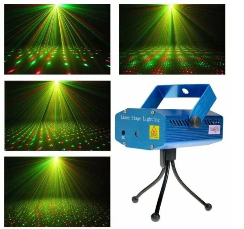 фото Лазерный проектор MINI Laser Stage Lighting / Портативный лазерный проектор с эффектом светомузыки для дома
