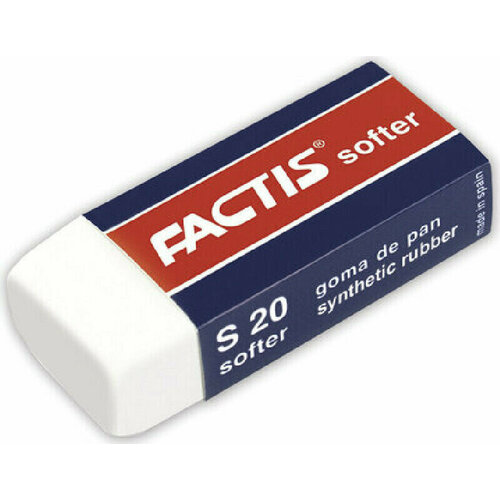 Ластик Ластик FACTIS Softer S 20 (Испания), 56х24х14 мм, белый, прямоугольный, картонный держатель, CMFS20 4 штуки