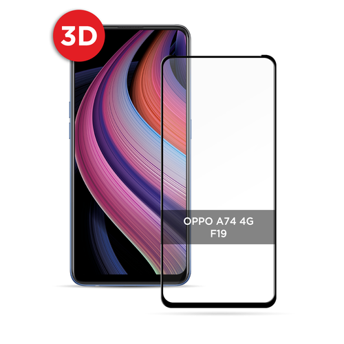 Противоударное закаленное защитное 3D стекло на OPPO A74 4G/F19 / Оппо А74 на весь экран