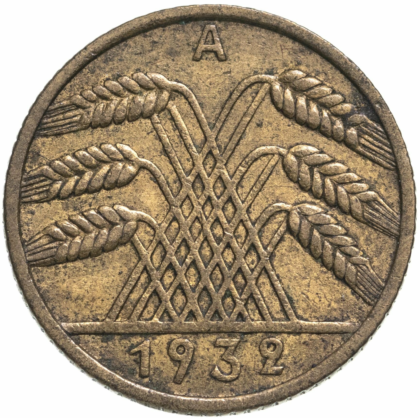 Германия 10 рейхспфеннигов (reichspfennig) 1932 A знак монетного двора "A" — Берлин