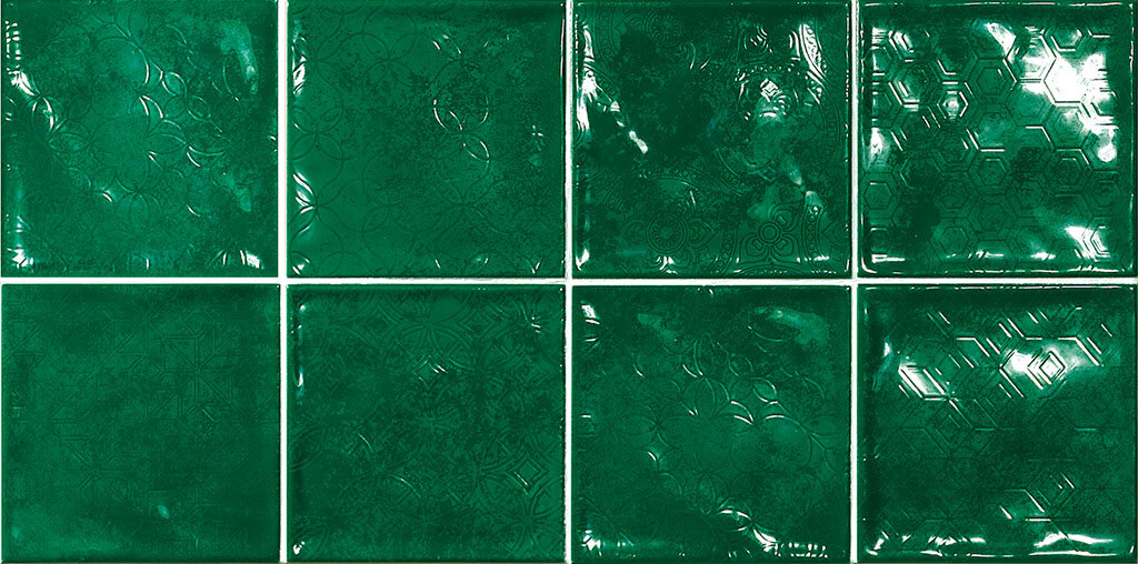 фото Керамическая плитка El Barco GLAMOUR DECORADO CHIC VERDE для стен 15x15 (цена за штуку)