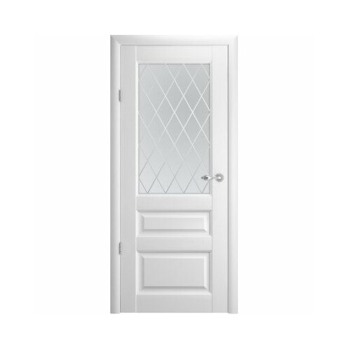 Межкомнатная дверь (дверное полотно) Albero Эрмитаж-2 Винил / Белый / Мателюкс с алмазной гравировкой Ромб 60х200 полотно дверное арвика 202 по 2 0 0 7 эмаль белый мателюкс белый кристалайз 42