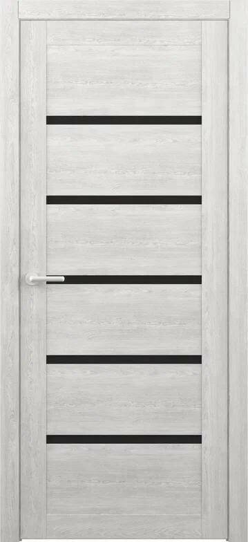 Межкомнатная дверь (дверное полотно) Albero Вена Эко-Шпон / Дуб нордик / Черное стекло 60х200