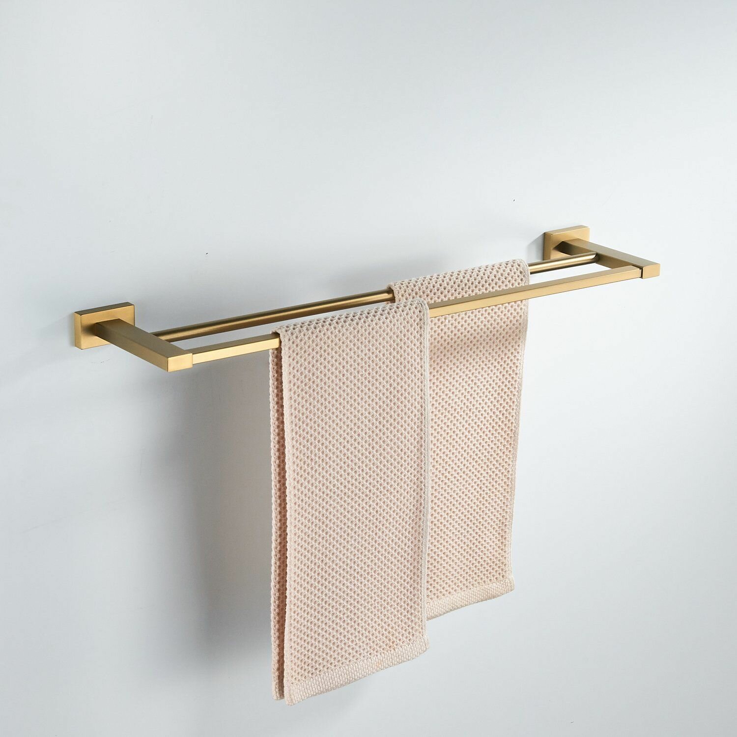 Полотенцедержатель трубчатый двойной SHEVANIK SG5627G золотой сатин