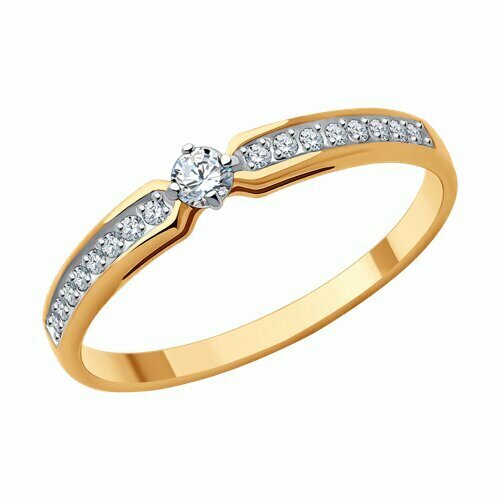 фото Кольцо помолвочное diamant online, золото, 585 проба, фианит, размер 16, прозрачный diamant-online
