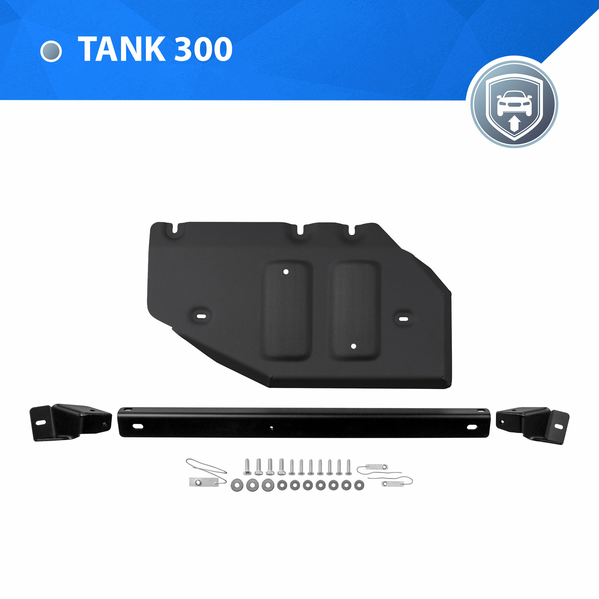 Защита РК Rival для Tank 300 АКПП 4WD (V - 2.0T) 2023-н. в, сталь 1.5 мм, с крепежом, штампованная, 111.4804.1