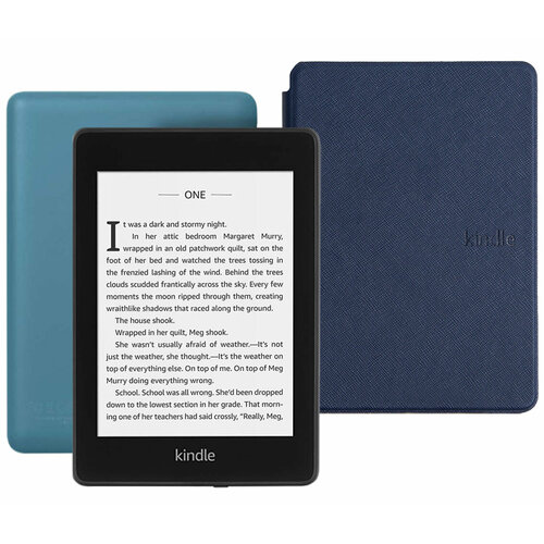 Электронная книга Amazon Kindle PaperWhite 2018 8Gb Twilight Blue Ad-Supported с обложкой ReaderONE Blue