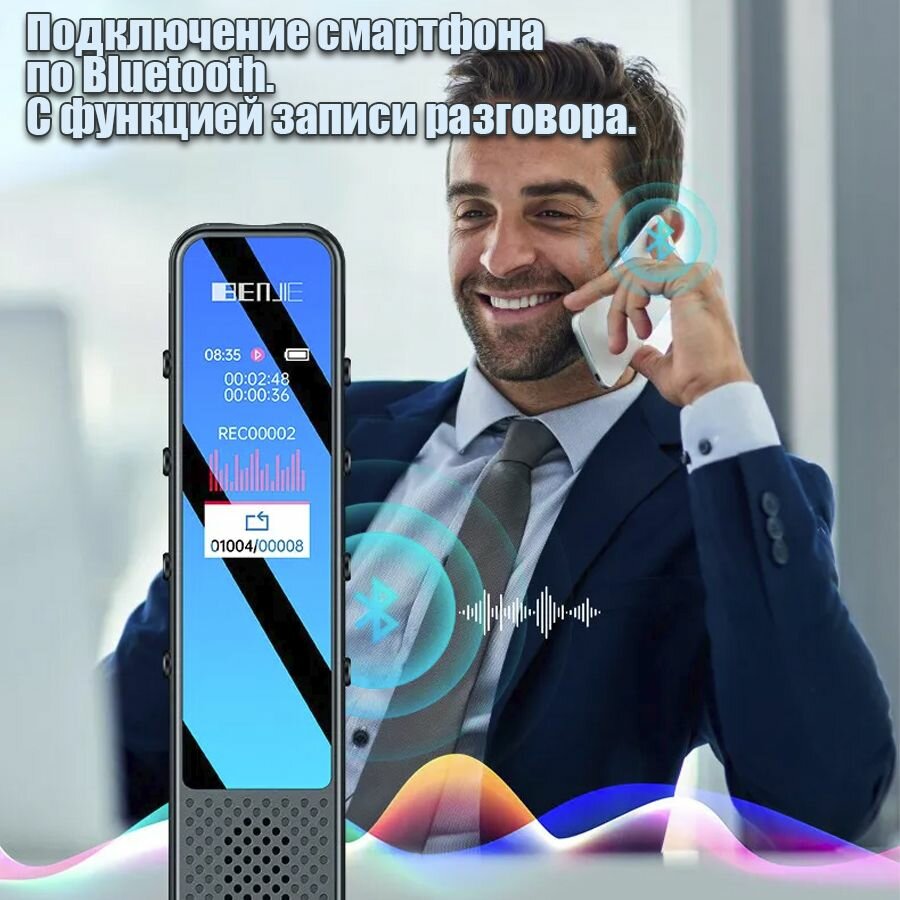 BENJIE G6 Цифровой мини диктофон с записью по Bluetooth 64 ГБ