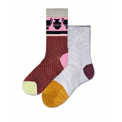 фото Носки happy socks, 2 пары, размер 39-41, бордовый, серый
