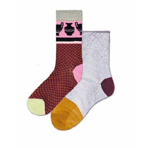 Носки Happy Socks, 2 пары, размер 39-41, серый, бордовый