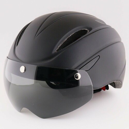Шлем велосипедный с магнитным визором (матовый, черный)YB-19 шлем открытый helmet с визором для велосипеда и самоката