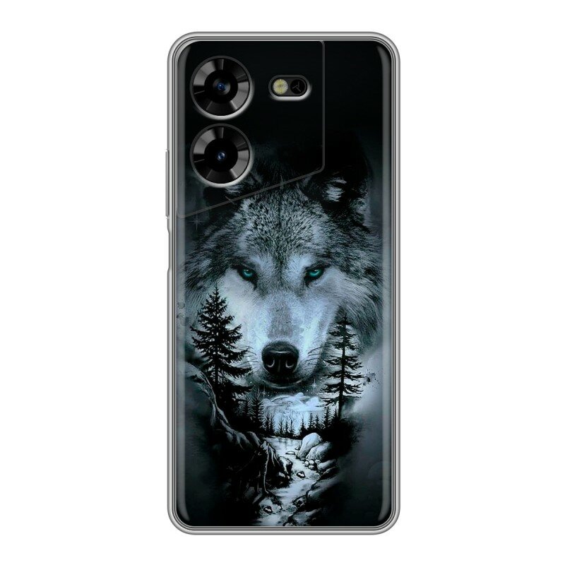 Дизайнерский силиконовый чехол для Текно Пова 5 4Ж / Tecno Pova 5 4G Лесной волк