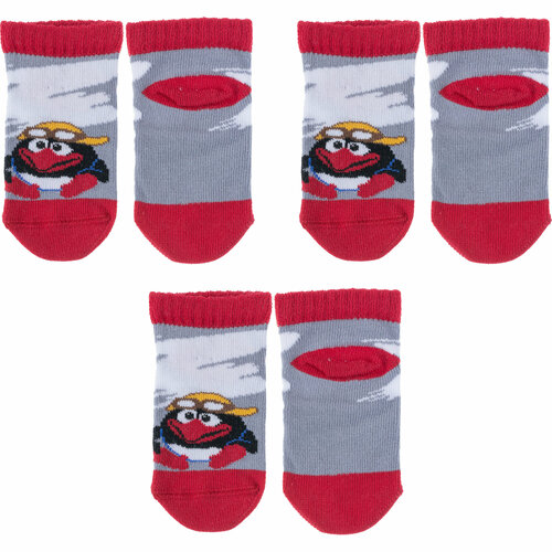 фото Носки брестские 3 пары, размер 11-12, серый, красный