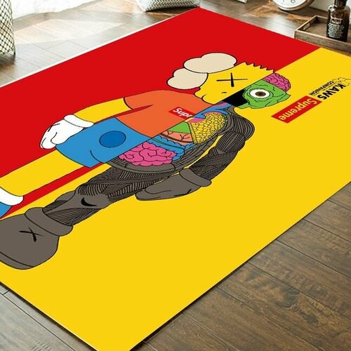 Ковер безворсовый KAWS/кавс 80x120см. Коврик универсальный противоскользящий