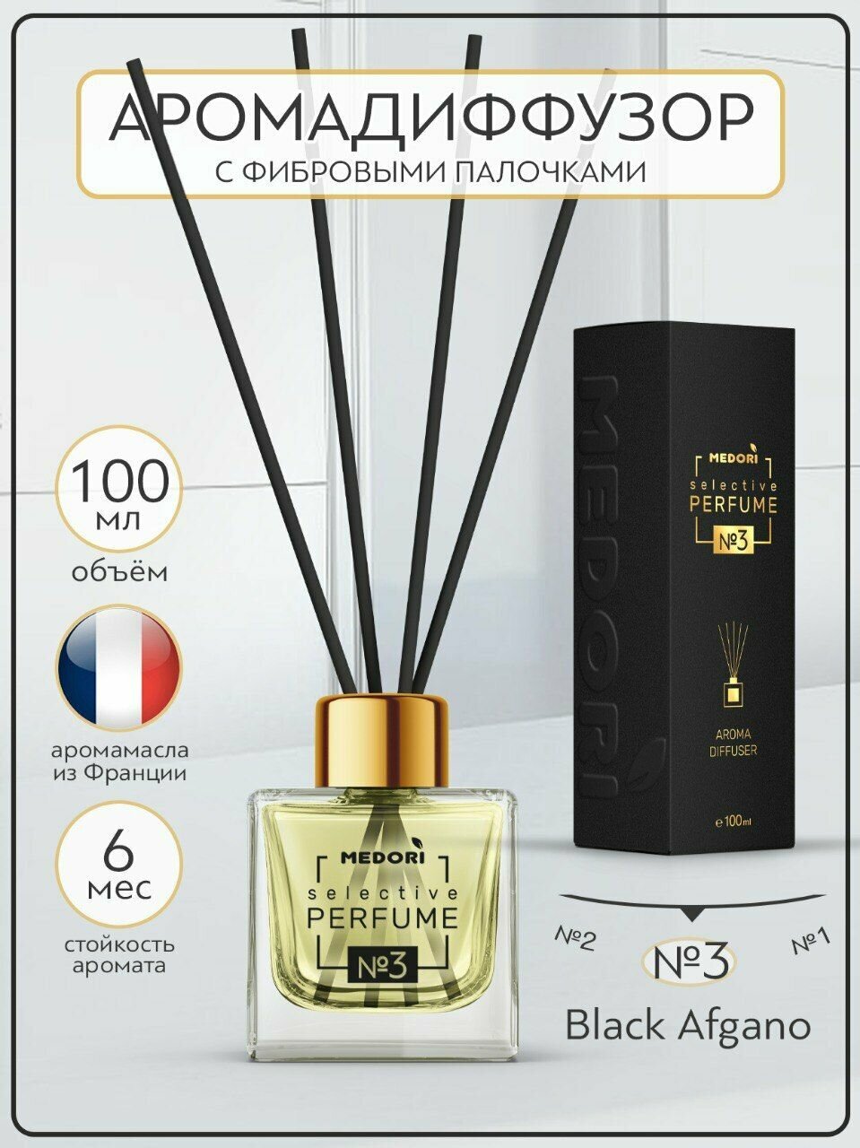Селективный парфюм №3 Black Afgano by Nasomatto - диффузор с палочками