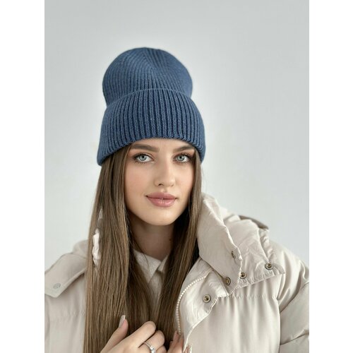фото Шапка шапка женская шерстяная, размер 56-58, синий paola beleza