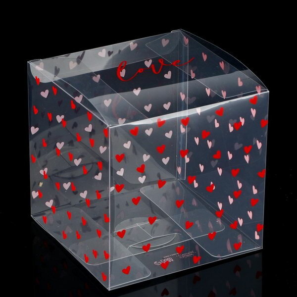 Коробка подарочная ПВХ, упаковка, "Любовь внутри", 12 x 12 x 12 см
