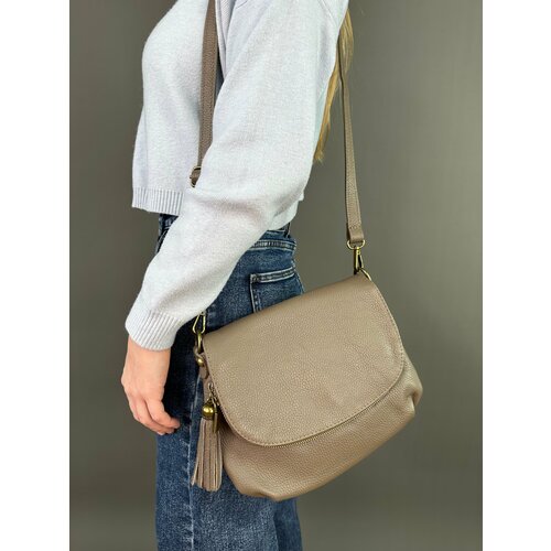 фото Сумка кросс-боди sefaro, фактура зернистая, бежевый