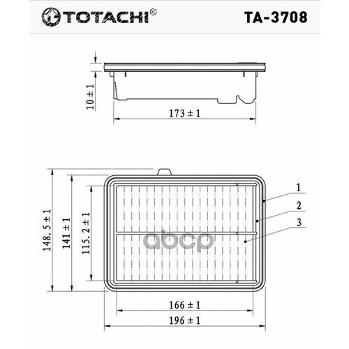 Воздушный Фильтр Totachi Ta-3708 A-898V 172205R0008 TOTACHI арт. TA-3708
