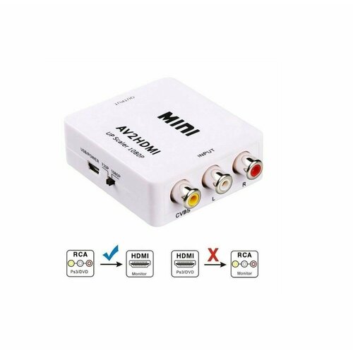 Конвертер переходник Mini с AV2 - HDMI (1080p) hdmi compatible to rca converter av cvsb l r video box hd 1080p 1920 1080 60hz hdmi 2 av support ntsc pal output hdmi to av