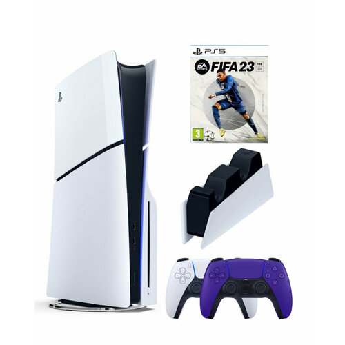 Приставка Sony Playstation 5 slim 1 Tb+2-ой геймпад(пурпурный)+зарядное+Fifa 23